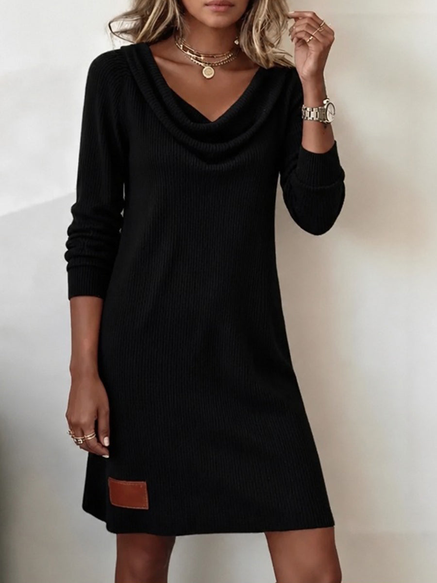 Avena - Ribbed Cowl Neck Dress