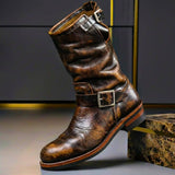 Gideon - Vintage Buckle Leather Boots