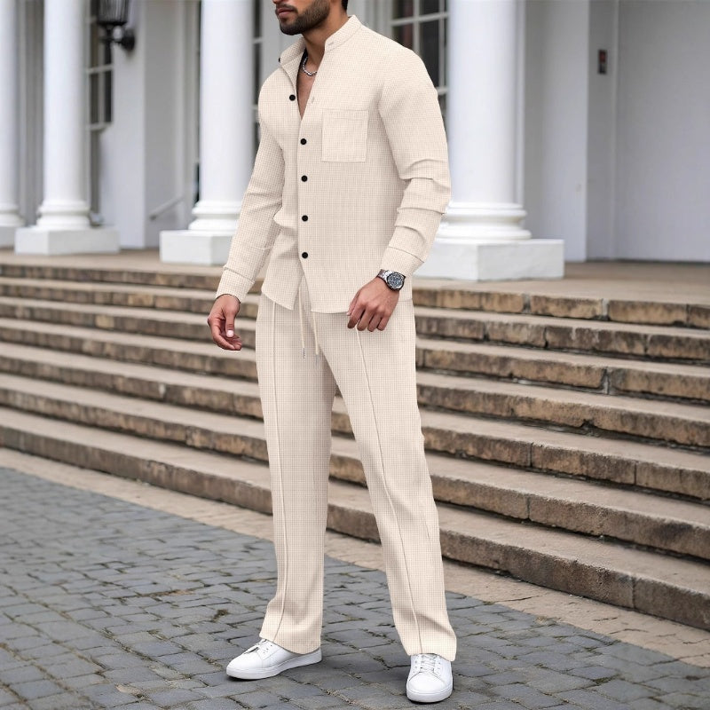 Blake - Textured Waffle Shirt & Trousers Set