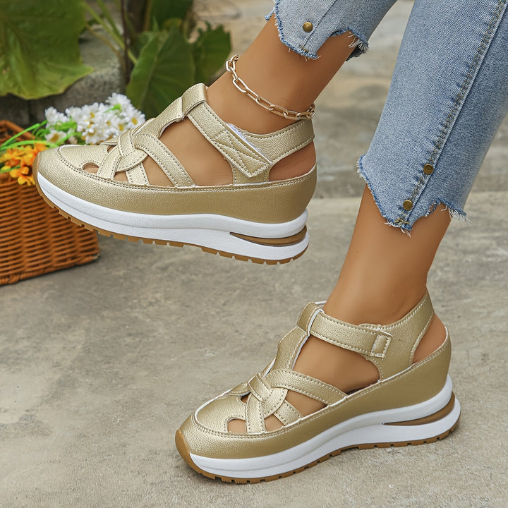 Novessia - Cut Out Platform Wedge Sandals